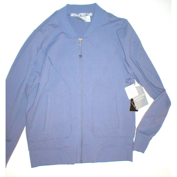 New Athleta NWT $98 Womens Recycled Jacket Purple Light L Bombtastic Thumbholes - Picture 5 of 11